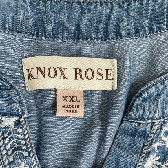 Knox Rose Denim Chambray Embroidery Tunic XXL - Picture 5 of 6